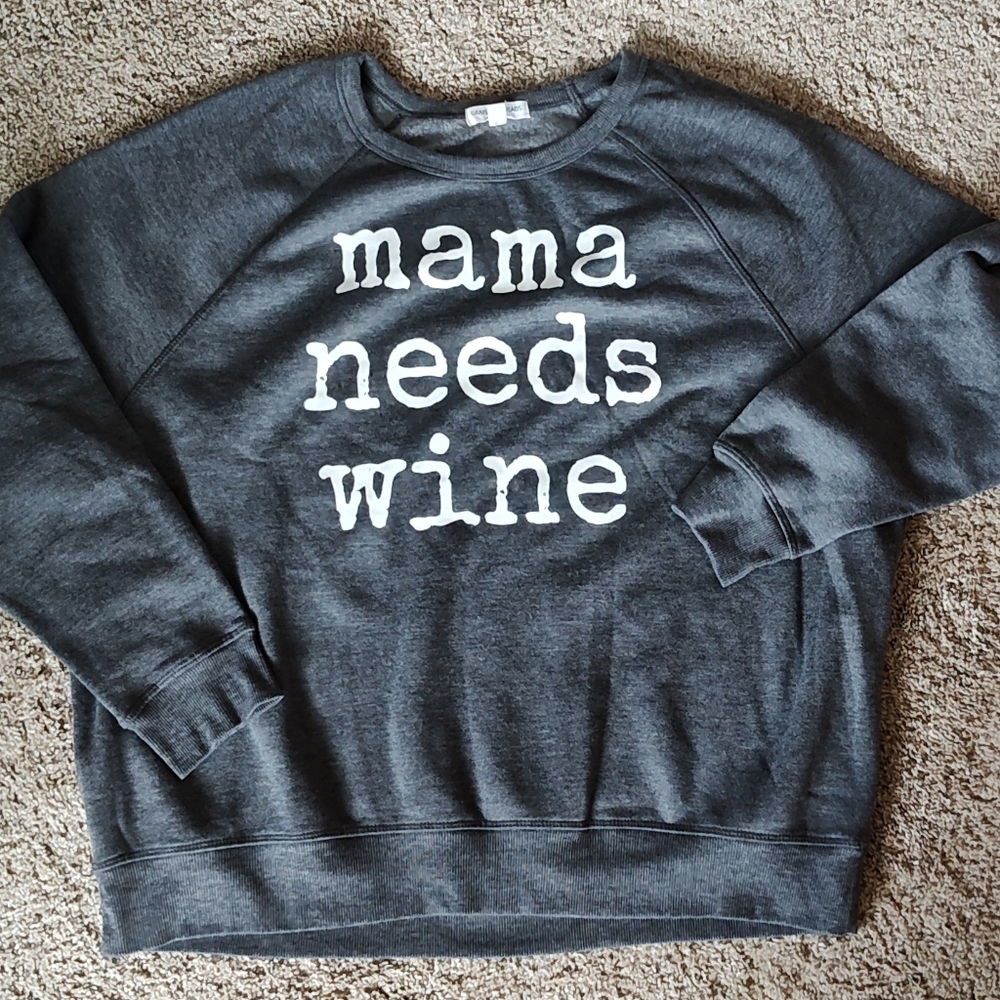 Grayson Threads Dark Gray 'Mama Needs Wine' Sweatshirt XXL